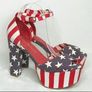 Jeffrey Campbell El-Carmen Flag Platform Heels 10M
